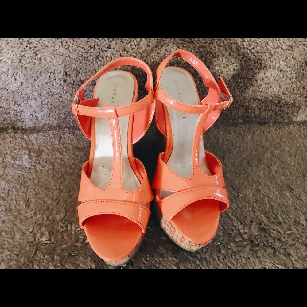 MADDEN GIRL platform wedge sandals orange 6.5size